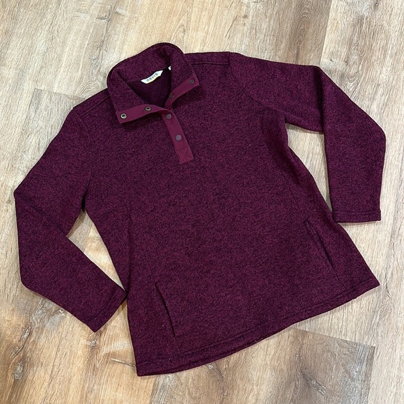 ORVIS | Women's Fleece Burgundy Snap T Pullover - Picture 1 of 5